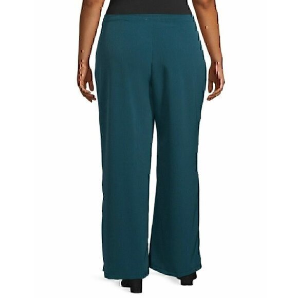 NEW NWT FRENCH LAUNDRY Plus Size Teal Blue Wide Leg Drawstring Pull On Pants 1X - Picture 3 of 12